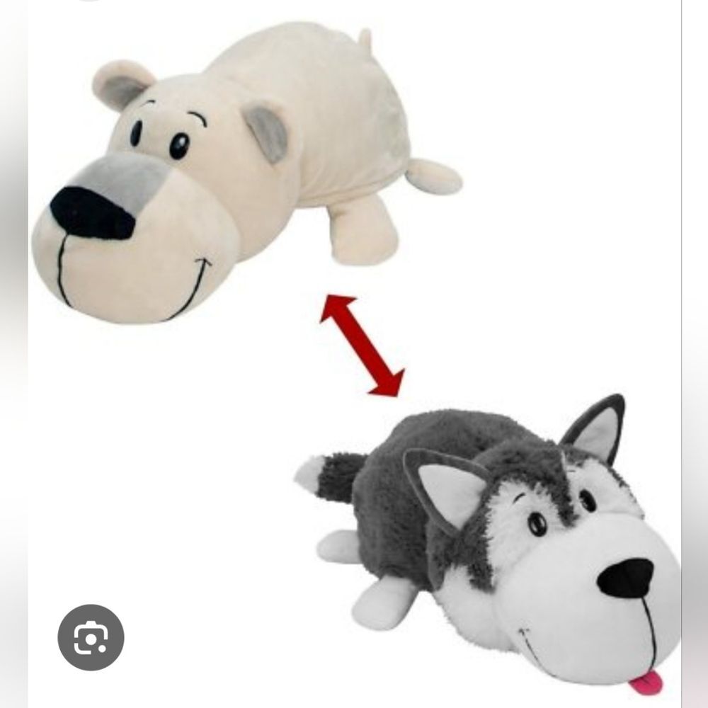 FlipAZoo Poppi Polar Bear to Asher Husky Plush 20” Transforming Stuffed Animal